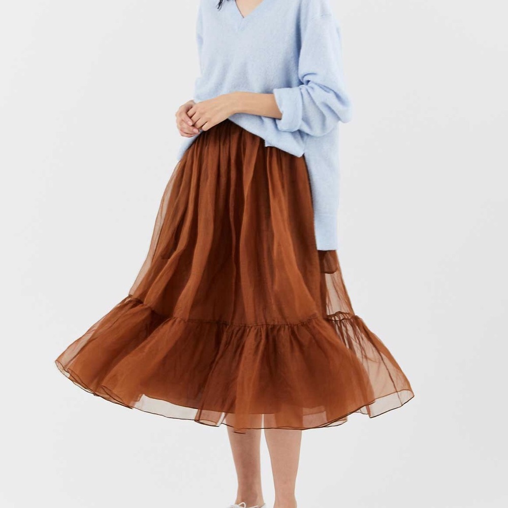 Silk organza midi skirt by Rochas